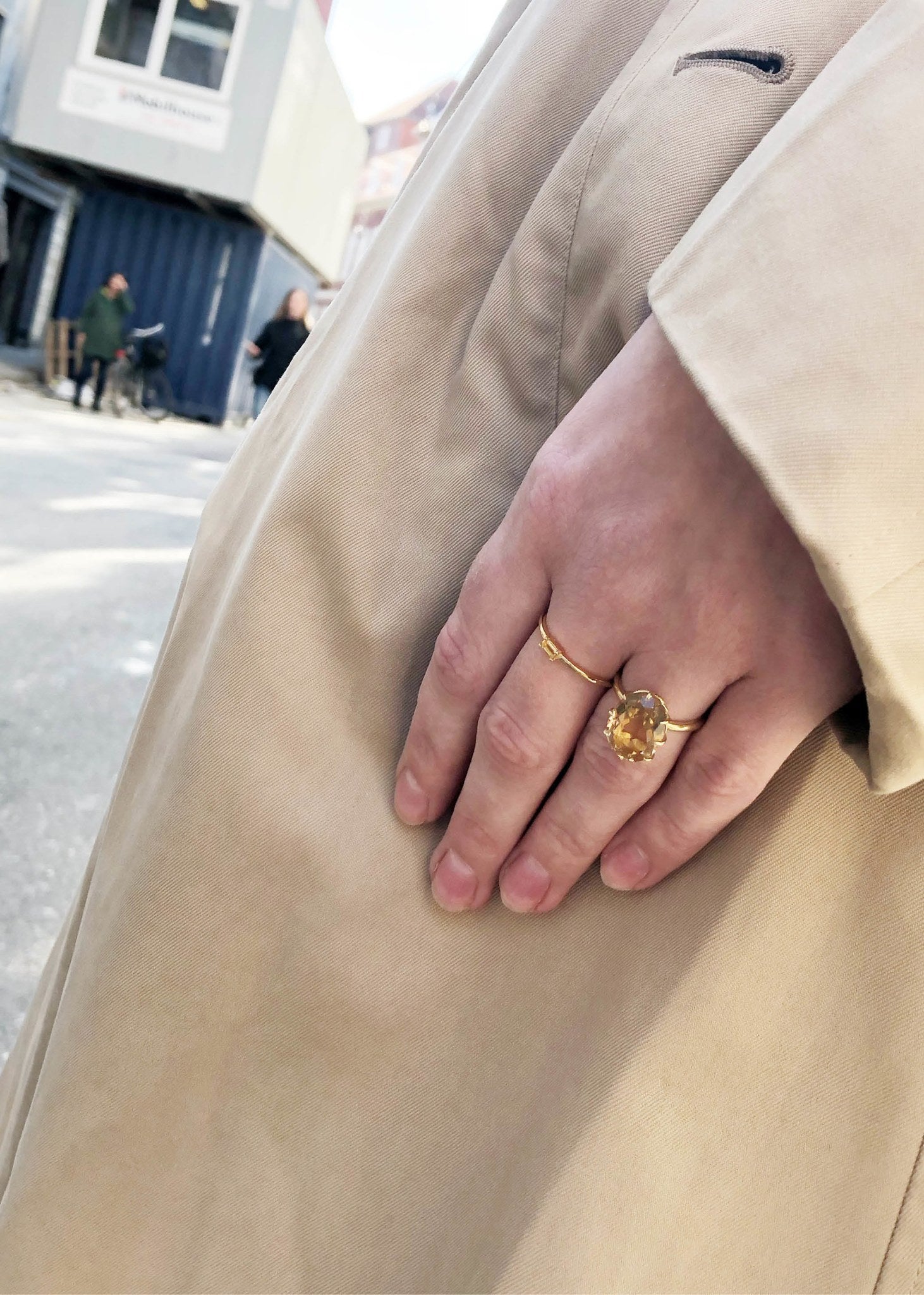 Confetti ring mit Citrin - vergoldet