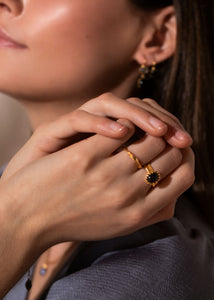 Lana ring mit Rauchquarz - vergoldet