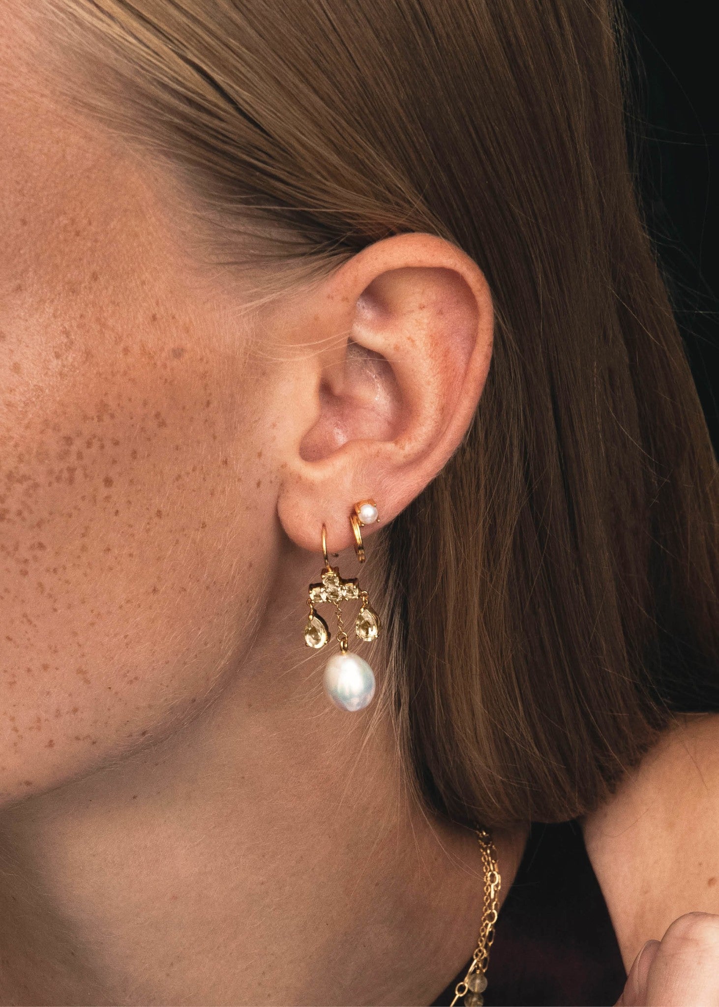 Duet Creolen mit Perle - vergoldet