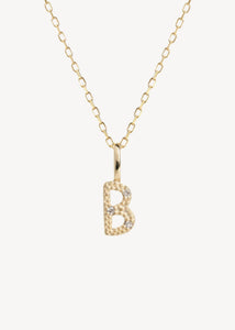 Bogstavsvedhæng til halskæder og armbånd i ægte 10 karat guld med bogstavet B sat med tre diamanter, perfekt gave til hende, dåbsgave og gave til mor